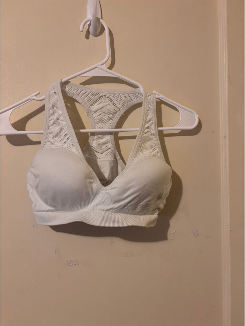 PINK white racerback sports bra Medium